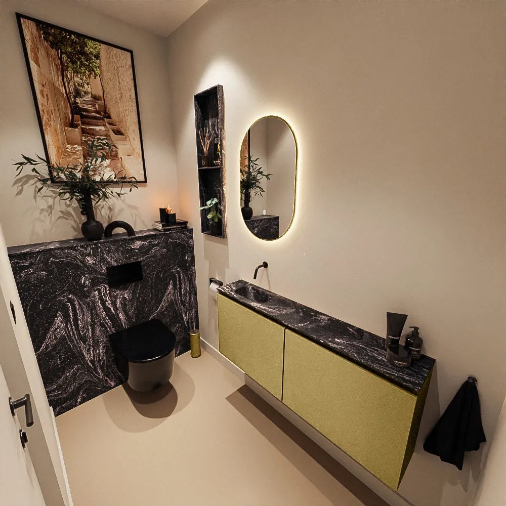 Mondiaz Ture DLux toiletmeubel 120cm oro met wastafel lava links zonder kraangat