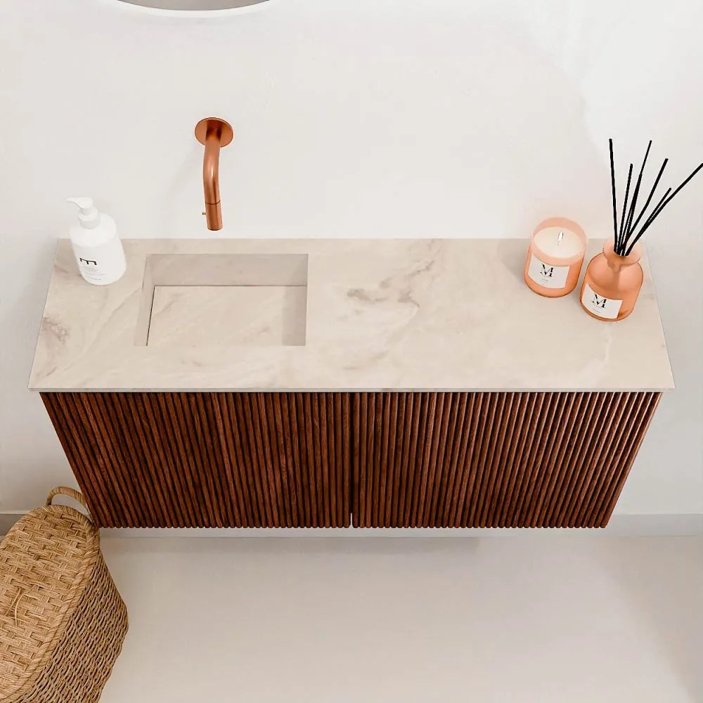 Mondiaz Joya DLux 80cm toiletmeubel ruby met wastafel faye links zonder kraangat frappe