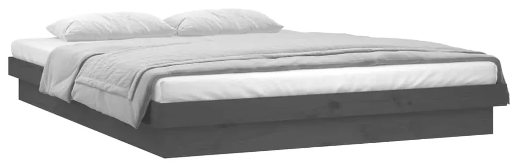 vidaXL Bedframe LED massief hout grijs 120x200 cm