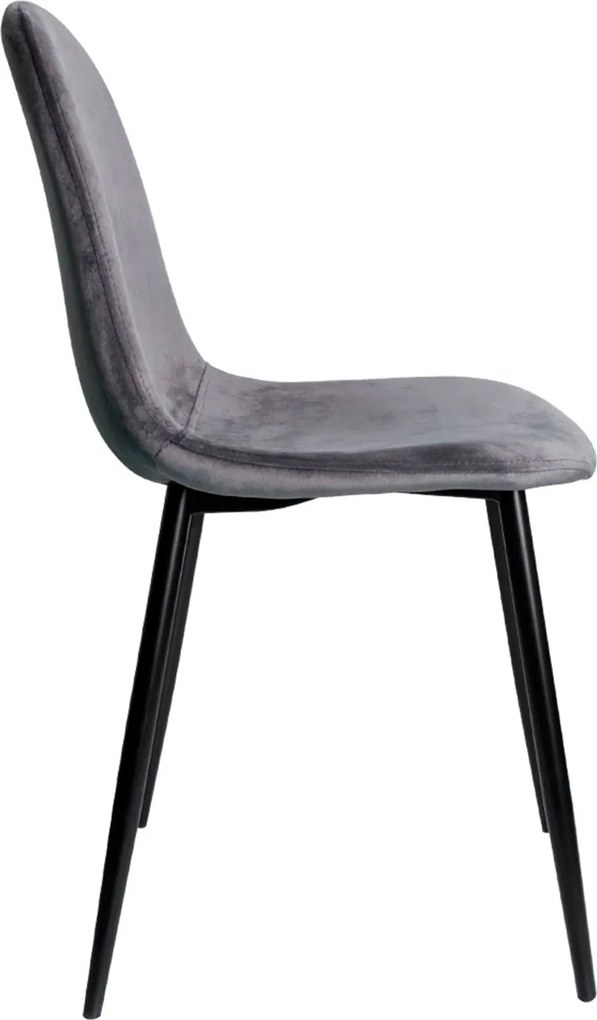 Set 4 Teok Black Fluwelen Stoelen