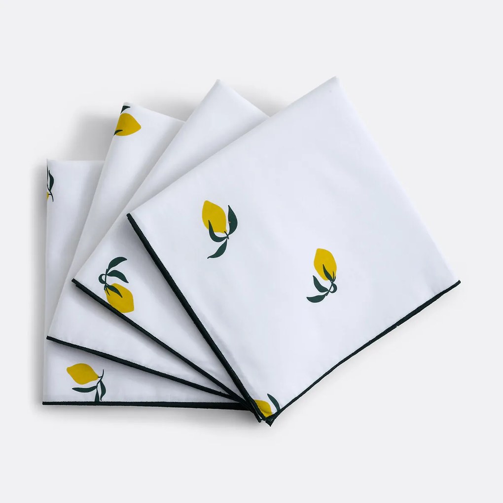 Set van 4 bedrukte katoenen servetten, LEMON