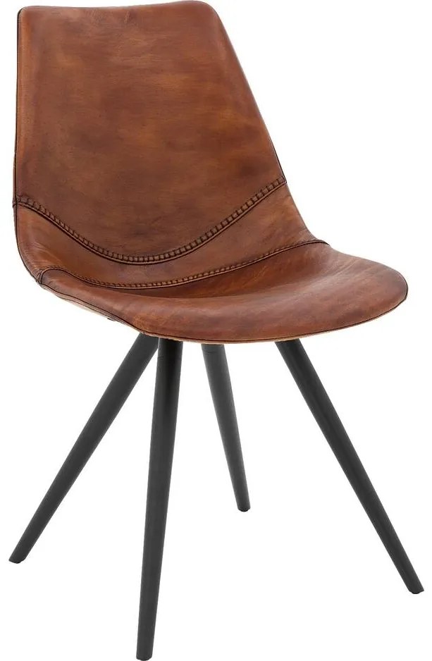 Goossens Kuipstoel Dott cognac leer leuning, urban industrieel