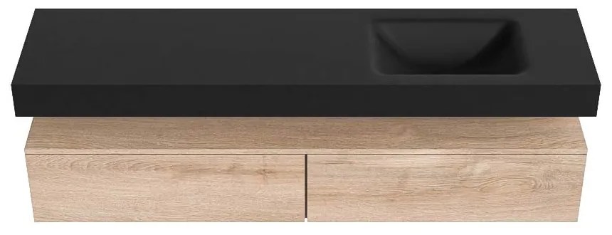 Zaro Alan badmeubel 180cm washed oak 2 lades met vrijhangende wastafel cloud rechts 1 kraangat urban