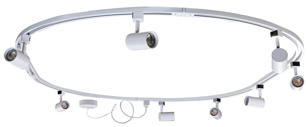 Modern railsysteem met 8 spots wit 1-fase ovaal 200cm - Iconic Jeana