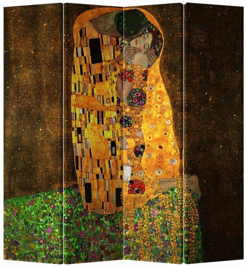 Fine Asianliving Kamerscherm Scheidingswand B160xH180cm 4 Panelen Der Kuss - Gustav Klimt