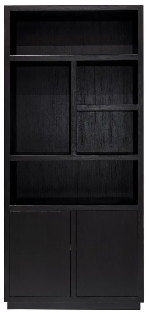 Richmond Interiors Oakura Zwarte Boekenkast Eiken Rechts - 100x45x220cm.