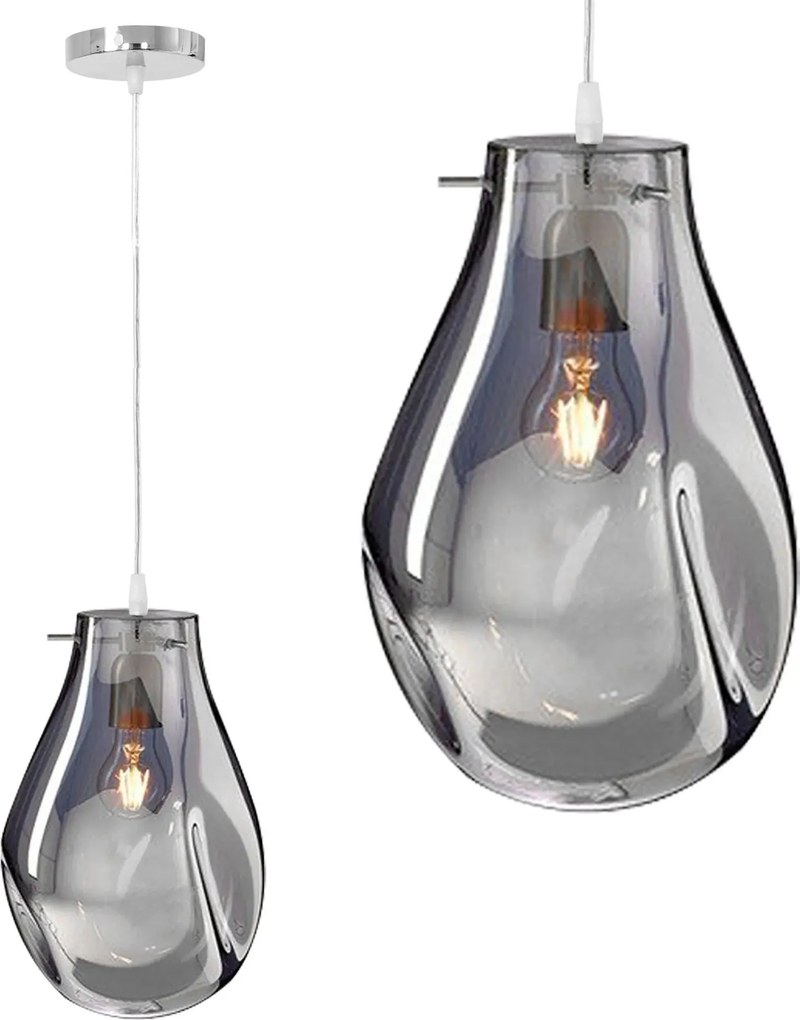 Hangende Glazen Plafondlamp APP329-1CP Zilver