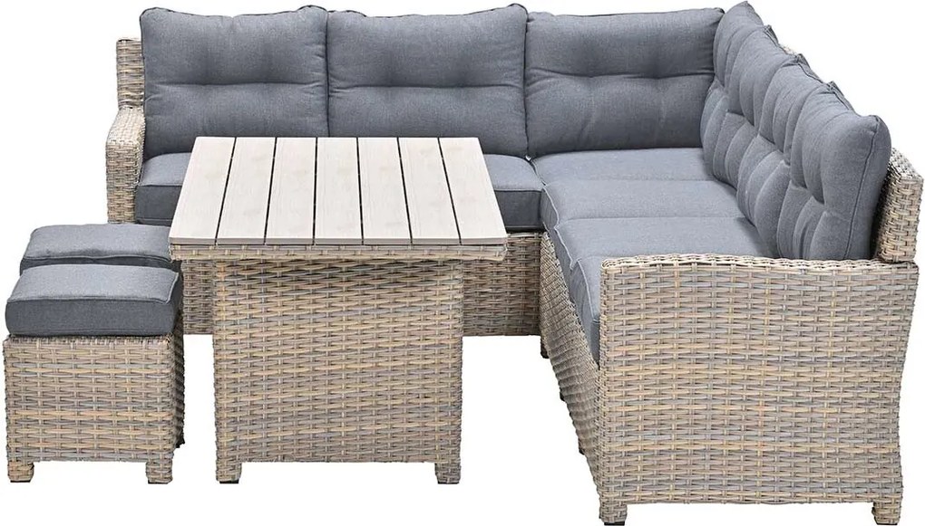 Garden Impressions Alaska lounge dining set 5-delig rechts - vintage willow - light teak vironwood