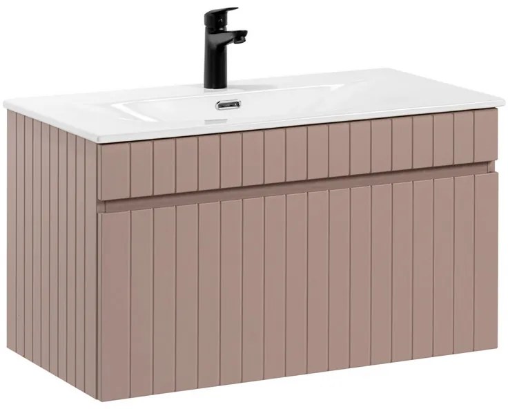 Comad Iconic Rose badkamermeubel 80cm met witte wastafel 1 kraangat roze