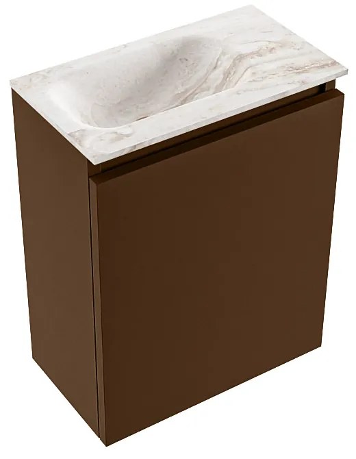 Mondiaz Ture DLux toiletmeubel 40cm rust met wastafel frappe links met kraangat