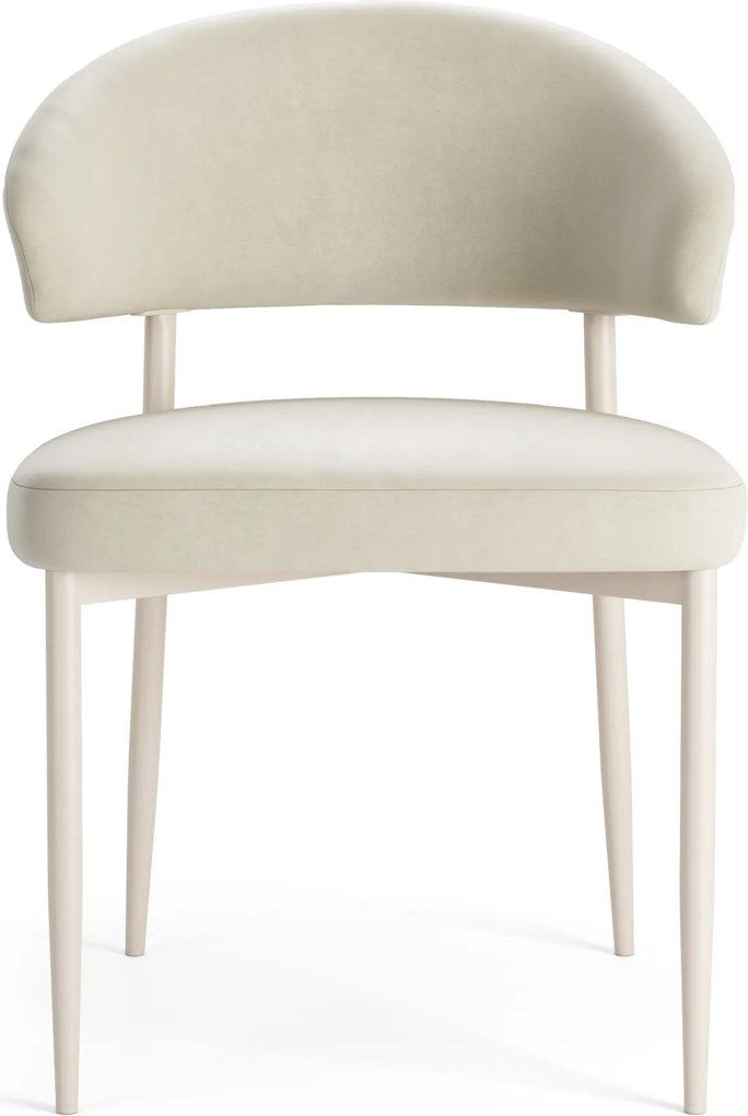 IRIS Zandkleurig beige (stof Victoria A80) / beige onderstel – MODERNE GESTOFFEERDE STOEL VOOR WOONKAMER/EETKAMER BOHO