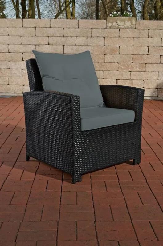 Poly-rotan Wicker tuinstoel / fauteuil FISOLO aluminium frame kussens - kleur rotan : zwart overtrek ijzergrijs