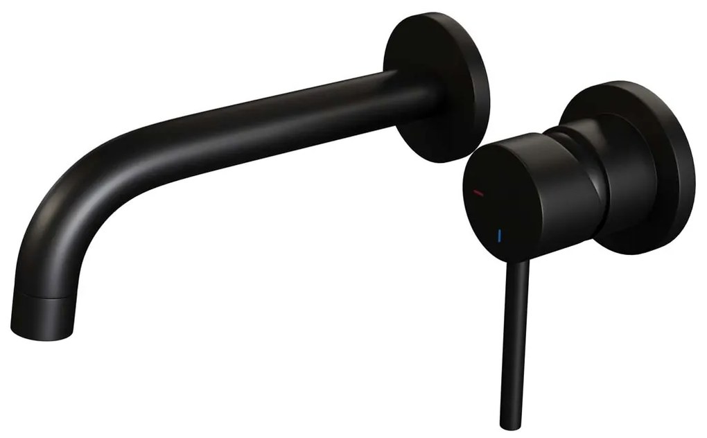 Brauer Black Edition ColdStart wastafelkraan inbouw gebogen uitloop en rozetten model A1 zwart mat