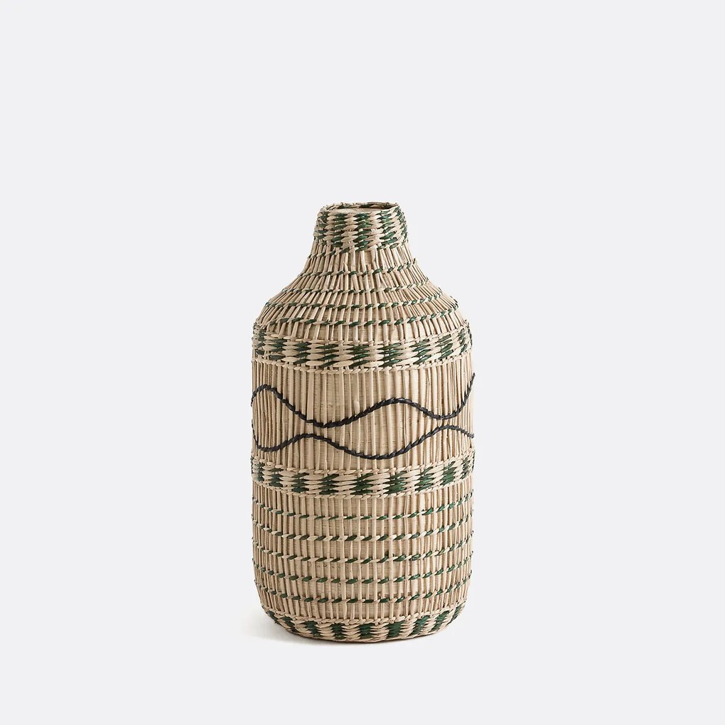 Decoratieve vaas in bamboe H35 cm, Plooming