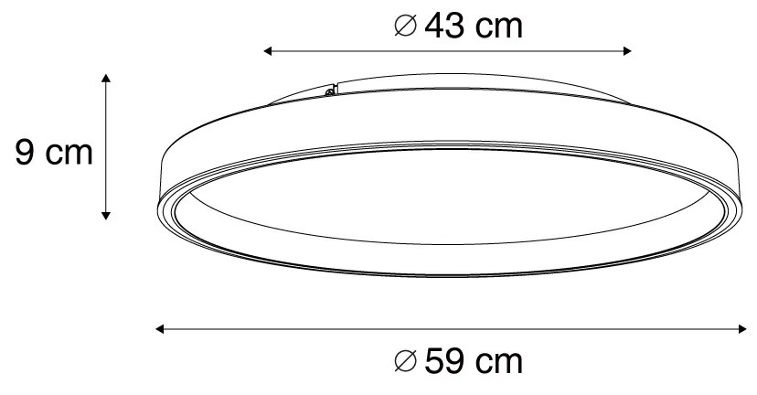 Design plafondlamp wit met hout 60cm incl. LED 3-way switch - Ingo Design rond Binnenverlichting Lamp