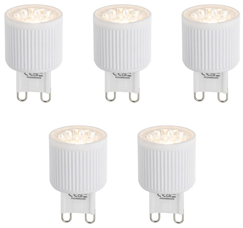Set van 5 G9 24mm 3-staps dimbare LED lampen 3W 300 lm 2700K