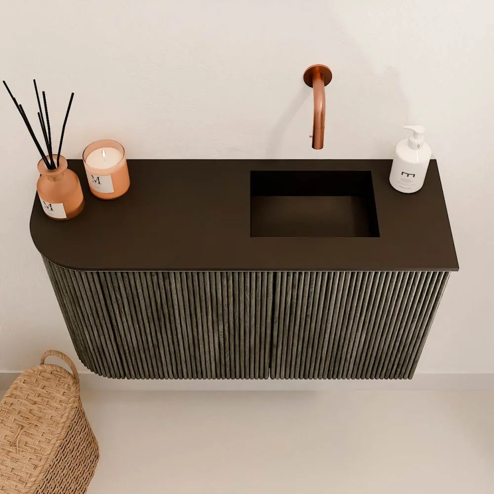 Mondiaz Joya 70cm toiletmeubel ronding links shadow met wastafel faye rechts zonder kraangat urban