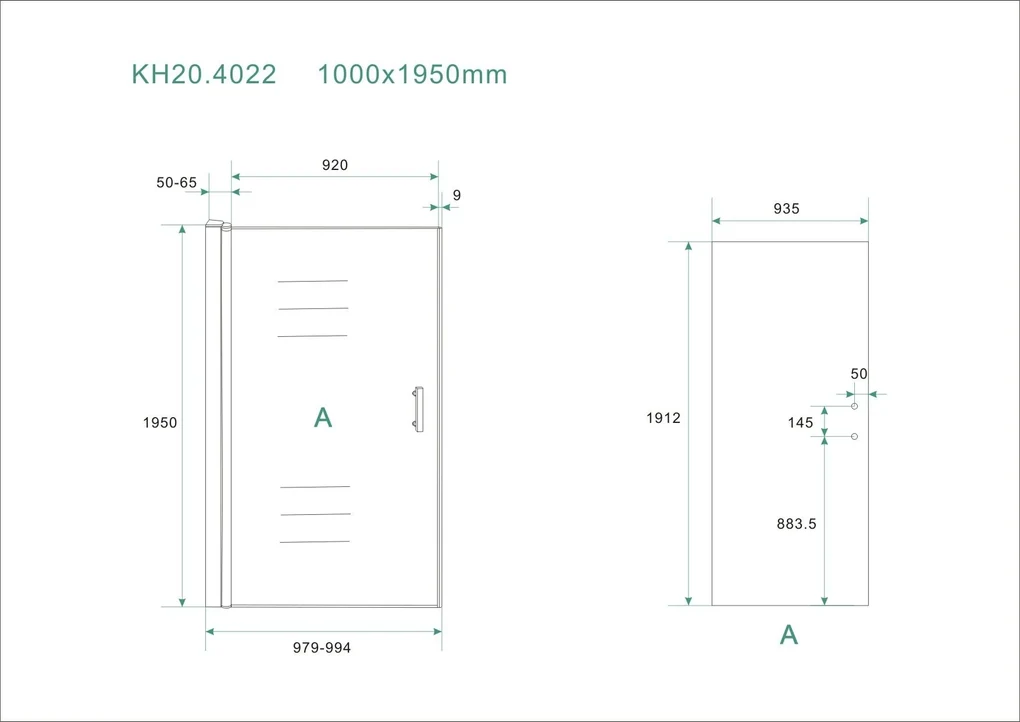 Mueller Basic draaibare douchedeur 100x195cm