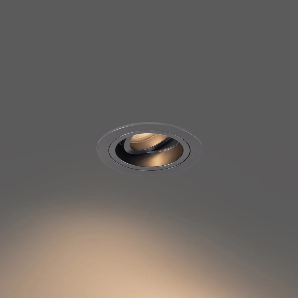 Moderne inbouwspot gunmetal GU10 50mm rond kantelbaar - Chuck