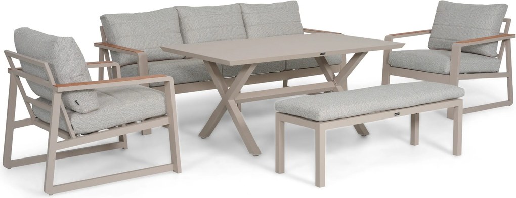 Stoel en Bank Loungeset 7 personen Aluminium Zand/Beige Lifestyle Garden Furniture Sabbia