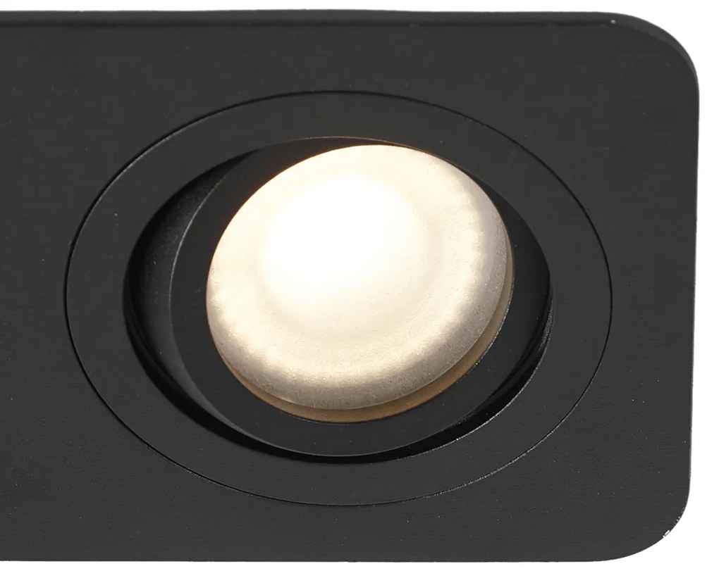 Buitenlamp Set van 6 Afgeronde inbouwspot zwart GU10 50mm draai- en kantelbaar IP44 2-lichts - Alberto Modern GU10 IP44 Buitenverlichting Lamp