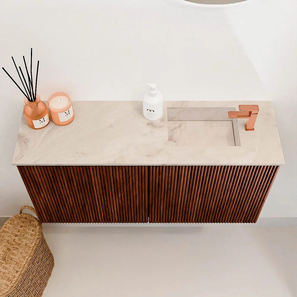 Mondiaz Joya DLux 80cm toiletmeubel ruby met wastafel faye rechts 1 kraangat frappe