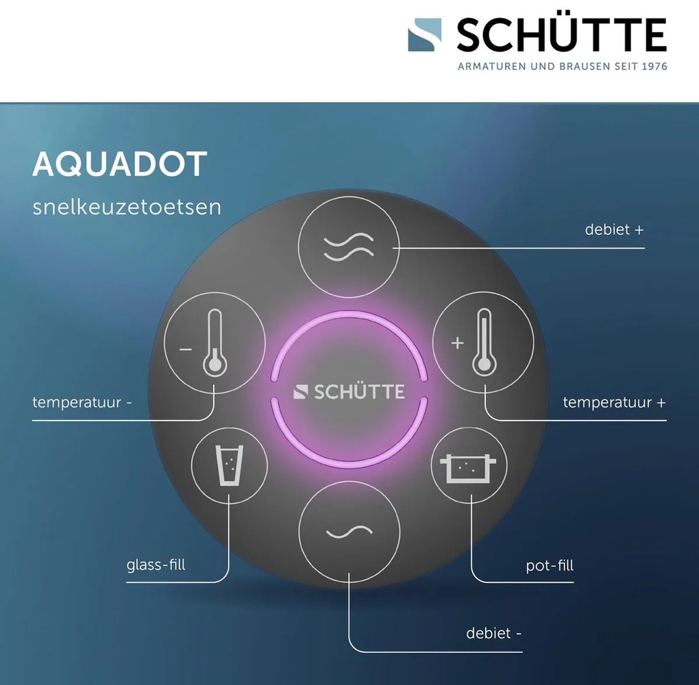 Schutte Aquadot digitale keukenkraan met smart control zwart mat