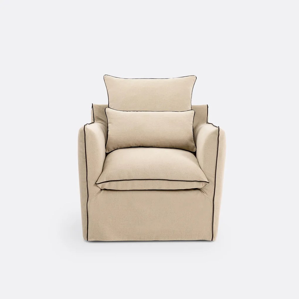 Fauteuil, afneembare hoezen, in dik linnen, Odna