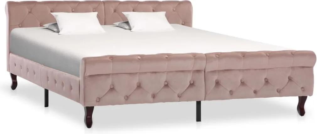 Bedframe fluweel roze 160x200 cm