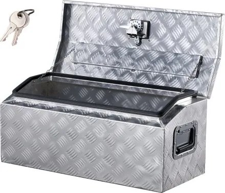 VEVOR Aluminium gereedschapskist voor in de laadbak van een vrachtwagen, gestreepte gereedschapskist (762 x 330,2 x 330,2 mm) met zijhandgreep en T-Lock-sleutel, opbergorganizer voor aanhangwagens, zilver