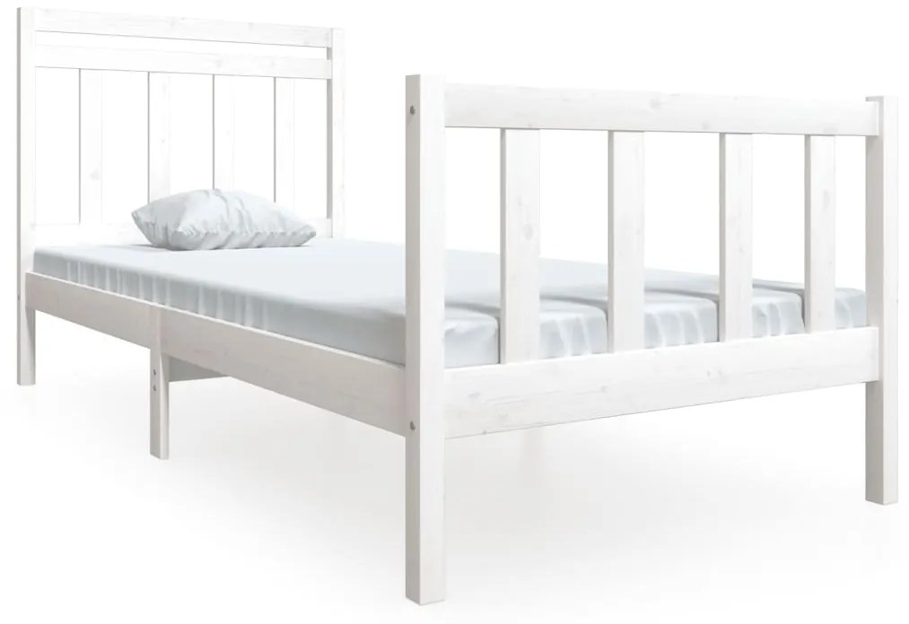 vidaXL Bedframe massief hout wit 100x200 cm