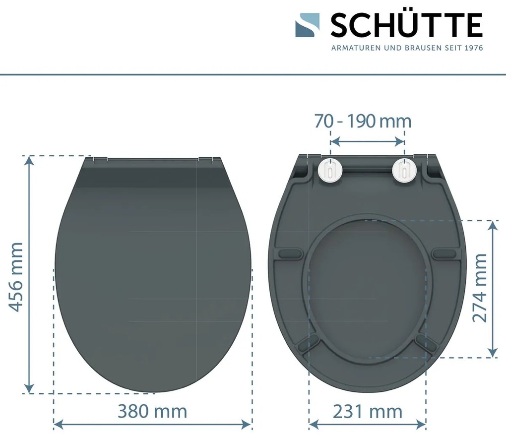 Schutte Presley dunne toiletzitting met softclose en quick release antraciet