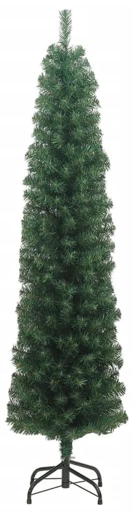vidaXL Kunstkerstboom met standaard smal 210 cm PVC groen