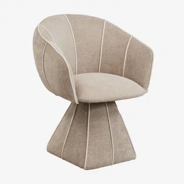 Set Van 2 Gestoffeerde Eetkamerstoelen Tallin Stof Chenille Bruin - Tarwe - Sklum