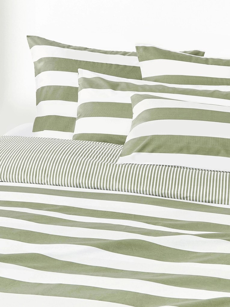 Gestreept katoenen dubbelzijdig dekbedovertrekset Lorena