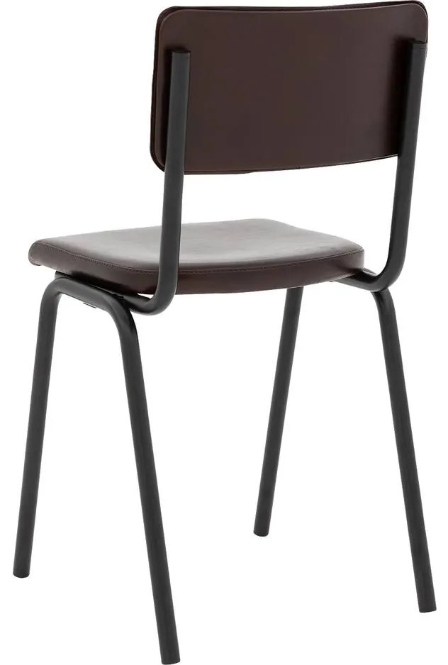 Goossens Eetkamerstoel Chaplin bruin leer leuning, urban industrieel