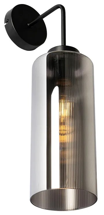 Smart wandlamp zwart met smoke glas incl. Wifi ST64 - Laura