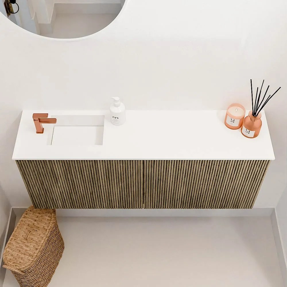 Mondiaz Joya 100cm toiletmeubel dusk met wastafel faye links 1 kraangat talc