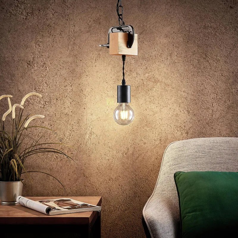 Asya hanglamp, 1-lamp, hout, zwart - lampen-24