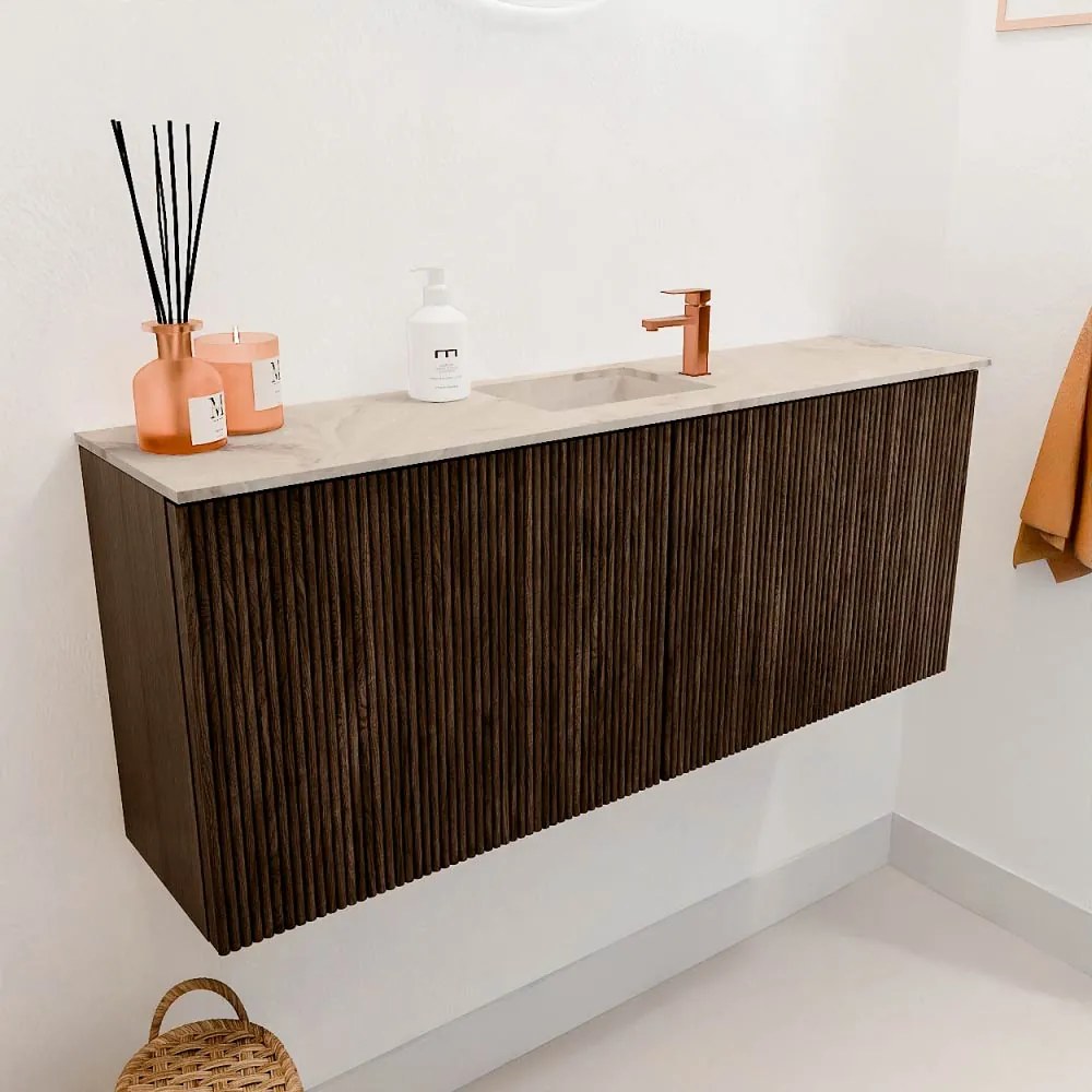 Mondiaz Joya DLux 100cm toiletmeubel walnut met wastafel faye midden 1 kraangat frappe