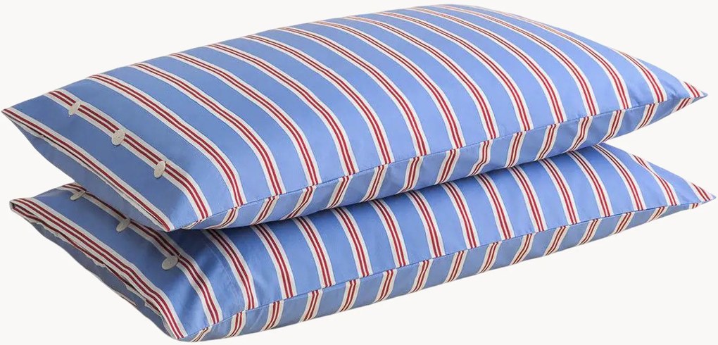 Katoenen perkal kussenslopen Striped Blue, 2-delig