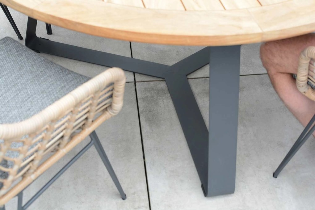 4 Seasons Outdoor Basso Teak Tuintafel Aluminium/teak Grijs