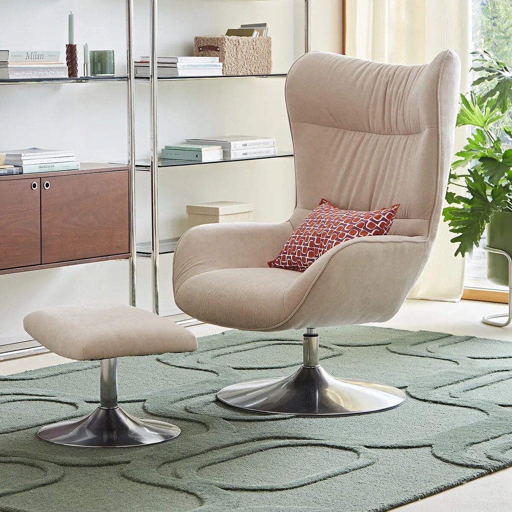 Draaibare fauteuil en voetensteun Oriana