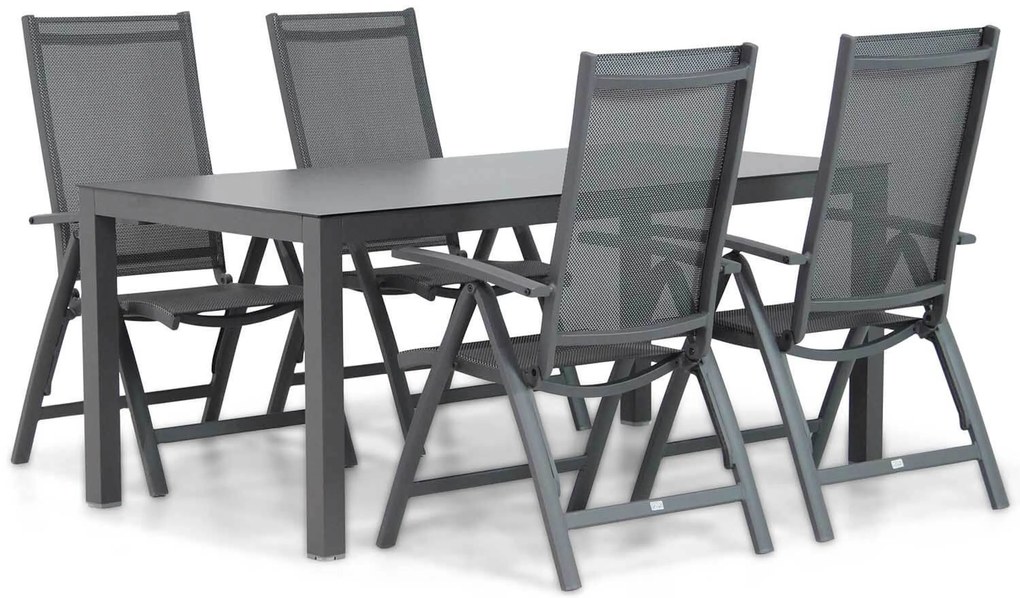 Tuinset 4 personen 180 cm Aluminium/Textileen /Aluminium/textileen Grijs Presto Vasto/Madras