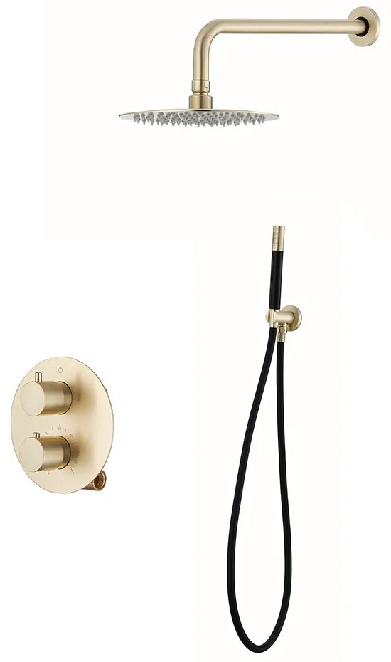 Saniclear Brass Pro inbouw regendouche met 20cm hoofddouche en wandarm geborsteld messing rond