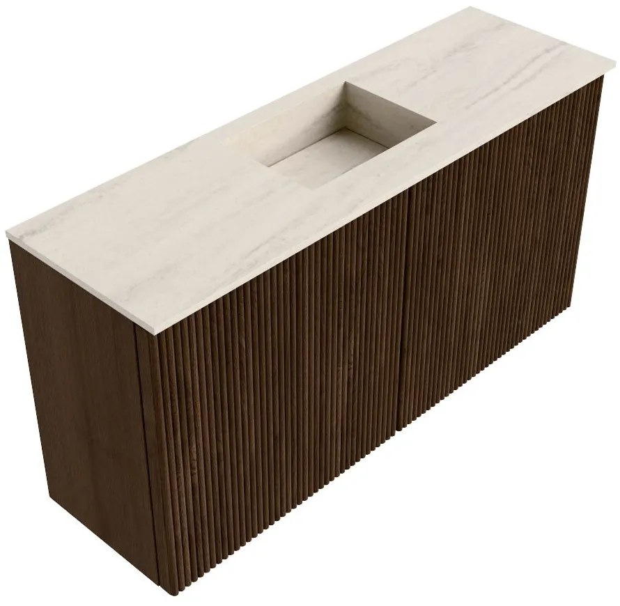 Mondiaz Joya DLux 80cm toiletmeubel walnut met wastafel faye midden zonder kraangat meli