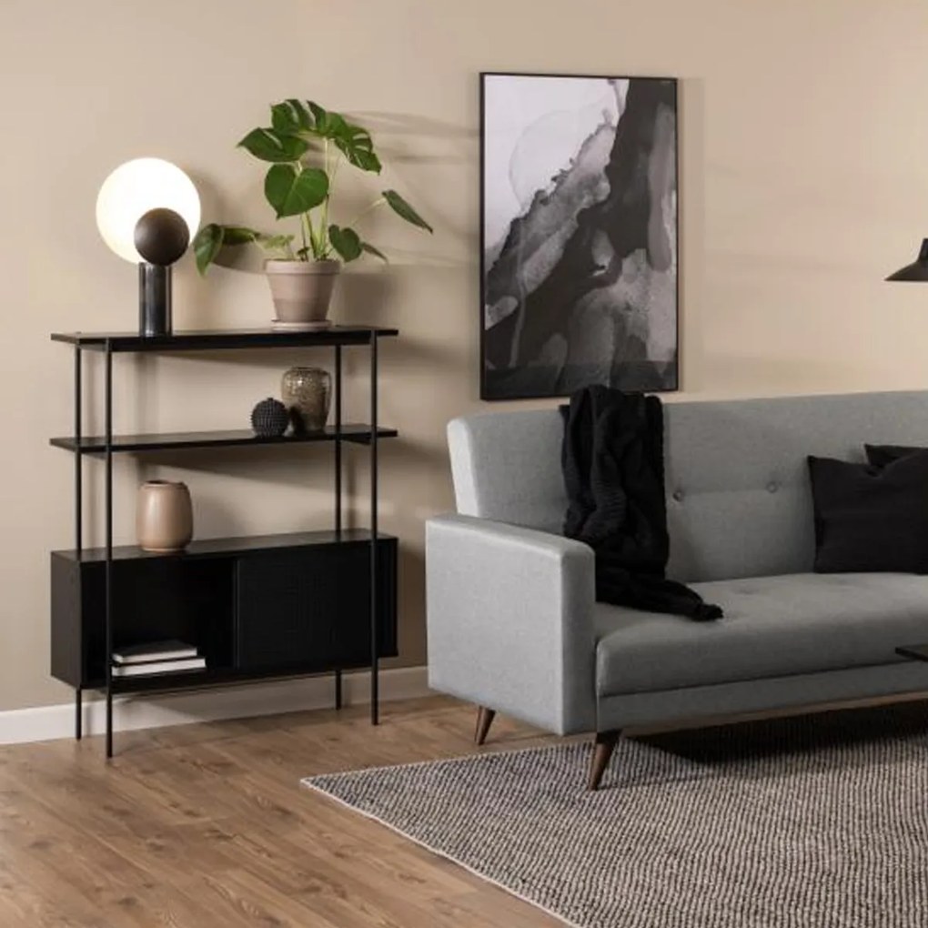 Open Kast Met Schuifdeuren Zwart - 94x27x113.8cm.
