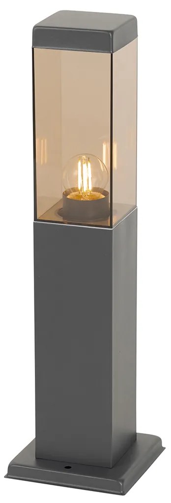 Moderne buitenlamp paal antraciet met smoke 45 cm - Malios Modern E27 IP44 Buitenverlichting