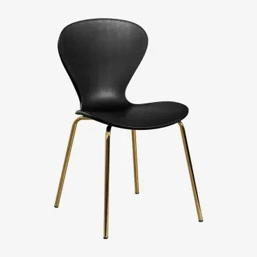 Set Van 4 Stapelbare Eetkamerstoelen Uit Zwart & Goud - Sklum