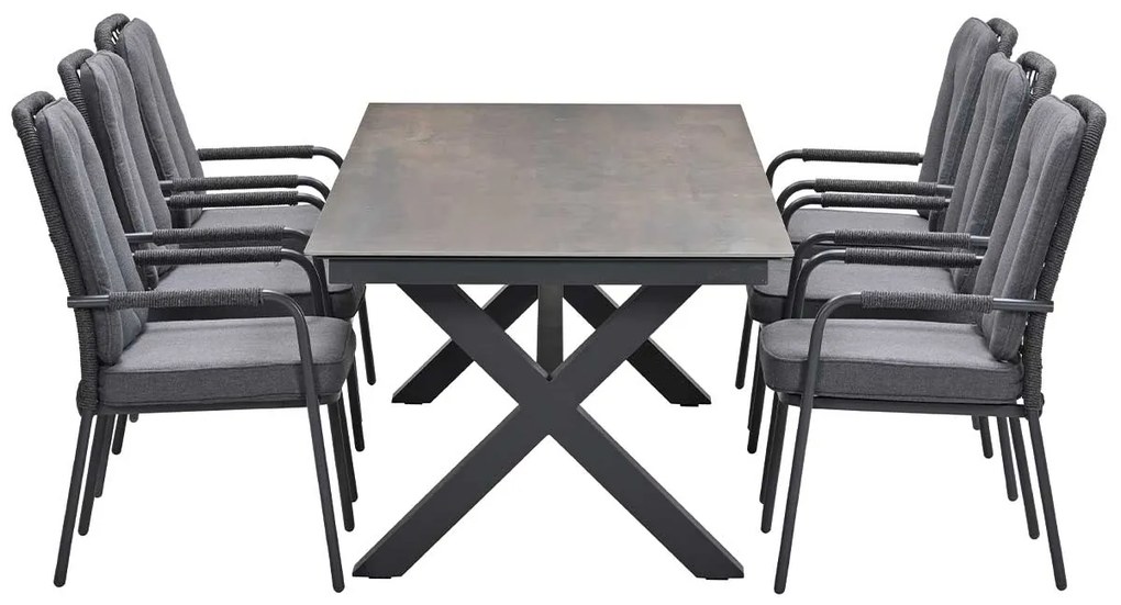 Garden Impressions Aleria tuinset 7-delig - Sintra tuintafel 240x100 cm - rome bronze